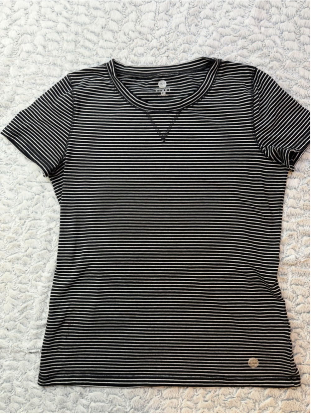 Jones New York Sport Women's Black/White Striped Crew Neck Knit Tee XL